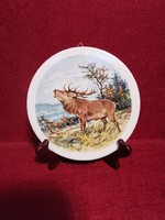 Deer ceramic wall ornament plate with hunter ornament