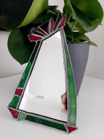 Tiffany stílusú, üvegberakásos kisméretű dekor tükör