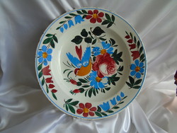 Bélapátfalvi  29 cm.  madaras-rózsás tányér
