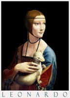 Leonardo da Vinci Hermannine lady 1490 painting art poster, renaissance female portrait