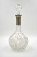 Lead crystal bottle with silver (ag) fittings. Late 1800s.