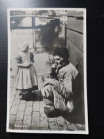 Old Dutch postcard, photo, figural, pipe-smoking man, portrait