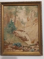 Endre Vadász - the waterfall in Rekecel, 1925 - original painting, with a guarantee, from 1 forint.