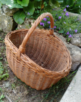 Retro, vintage oval, wicker basket with handles
