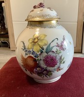 Herendi antik porcelán,1900 körüli óriás bonbonier, rózsafogós