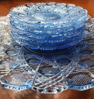 Régi süteményes tál tányér kistányér készlet üveg kristály