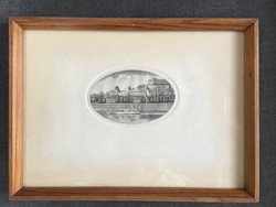 Old Variegory's Charles etching, framed picture behind glass