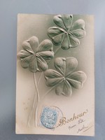 Old embossed postcard postcard with clover