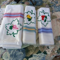 Box of 3 old cotton kitchen towels