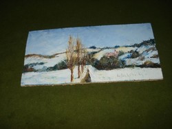 Winter landscape, with tree-lined avenue, Sótony