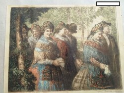 Vidai Brenner Nándor  Sokác "Sárköziek"  lányok színes rézkarc litográfia"200/192" sorszámú