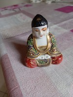 Antik Satsuma 24k Aranyozasu Budha Csont Porcelan Szobor