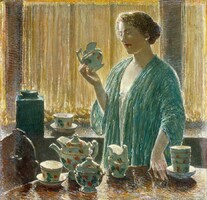 Childe hassam - strawberry tea set - reprint