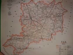 1957. Régi Rendőrségi megyetérkép a közigazgatási átalkítások után VAS megye a képek szerint