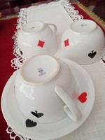 1 old Zsolnay French card pattern porcelain tea set: cup and saucer