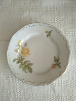 Zsolnay sárga rózsás lapos tányér