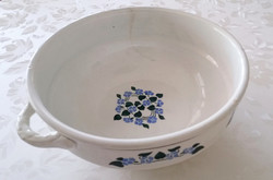 Antique Wilhelmsburg faience 27 cm hard pot old flower bowl with old handles