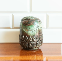Juryed craft product - retro ceramic box - capsule shaped holder