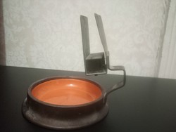 Special art deco copper match holder with enamel interior