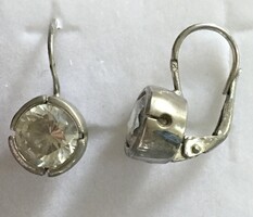 Old large silver buton crystal earrings