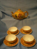 N 40 luxury antique geisha motif Chinese mark lithophan rich thick gilded tea/coffee set