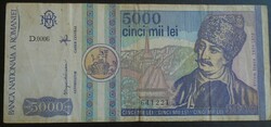 27  92 Régi bankjegy  -  ROMÁNIA 5000 Lej  1992   P103