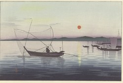 Ohara ram - fishing boats at sunset - reprint canvas reprint