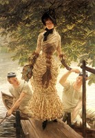 James tissot - on the Thames - reprinted canvas reprint