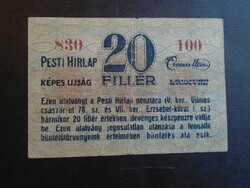 17 9 Hungary - Pest newspaper 20 pence 1919