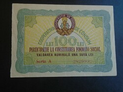 27  132  ROMÁNIA  -  Fundul Social 100 Lei  Cooperativa de Consum  1959