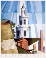 Charles Demuth (1883-1935) festmény reprodukció, építész művészeti plakát, városkép torony absztrakt