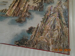 Chinese high mountain landscape in fog, inlaid with mother-of-pearl shoulder blades