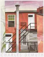 Charles Demuth (1883-1935) painting reproduction, art poster, residential building house wall entrance stairs