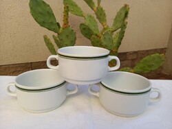 Lowland porcelain_double green striped soup cups