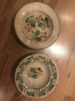 Tile painted wall plate with 2 potters