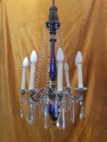 8-arm finely finished antique copper and glass chandelier