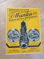 Dr. Wanka féle cipőpaszta karton kisplakát