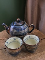 Craft glazed oriental tea set, pottery