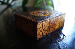 Carved - cigarette holder - wooden box.