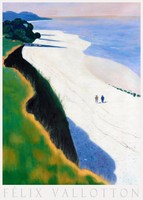 Felix confessionally white gravel 1913 painting art poster, French coastline landscape walkers
