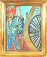 Attributed to Imre Gömöri Holstein (1902-1969): male figure in the factory