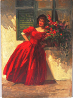 Bernáth Ilmának tulajdonítva : (1891-1961): Fiatal hölgy az ablak előtt