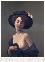 Félix confessed lady in black hat 1908 painting art poster, female half-length portrait