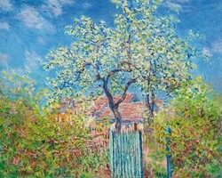 Monet - blooming pear tree - reprinted canvas reprint