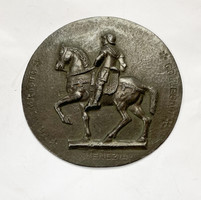 Bartolomeo Colleoni lovas szobra,velencei ón fali plakett,régi, jelzett.