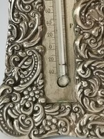Antique English silver table thermometer