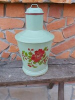 Enamel enameled green background floral quarry village peasant nostalgia kitchen accessory
