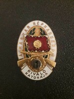 Rare !! The outstanding soldier of the Hungarian People's Army is a 1960 gilded fire enamel badge