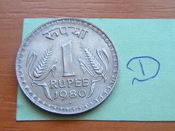 INDIA 1 RÚPIA 1980 diamond: (B), (Mumbai Mint, Bombay) Réz-nikkel #D