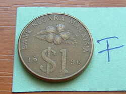 MALAYSIA MALAJZIA 1 RINGGIT 1990 Alumínium-bronz #F